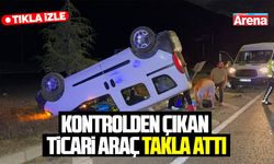 Samsun’da kontrolden çıkan ticari araç takla attı