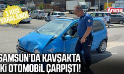 Samsun’da kavşakta iki otomobil çarpıştı!