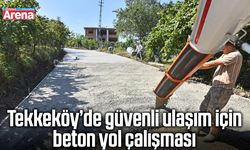 Tekkeköy’de güvenli ulaşım için beton yol çalışması