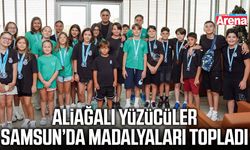 Aliağalı yüzücüler Samsun’da madalyaları topladı