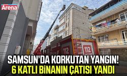Samsun’da korkutan yangın! 6 katlı binanın çatısı yandı