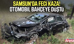 Samsun'da otomobil bahçeye düştü!