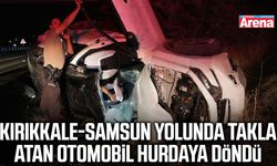 Kırıkkale-Samsun yolunda takla atan otomobil hurdaya döndü