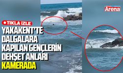 Yakakent'te dalgalara kapılan gençlerin dehşet anları kamerada