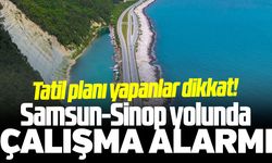 Samsun-Sinop yolunda yol çalışması