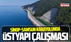 Sinop-Samsun Karayolunda üstyapı çalışması