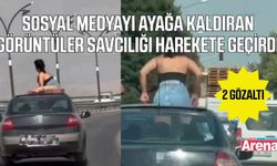 Otomobilin tavanındaki görüntüler olay oldu: 2 gözaltı