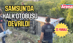 Samsun'da kontrolden çıkan yolcu otobüs devrildi