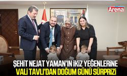 Şehit Nejat Yaman’ın ikiz yeğenlerine Vali Tavlı’dan doğum günü sürprizi