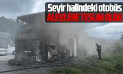 Samsun'da seyir halindeki otobüs alevlere teslim oldu