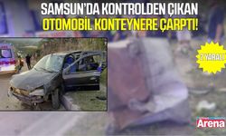 Samsun’da otomobil çöp konteynerine çarptı: 2 yaralı