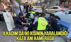 İlkadım'da yaşlı kadın ile torununa otomobilin çarptığı anlar kamerada