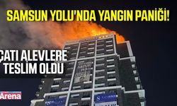 Samsun yolu'nda binanın çatısı alevlere teslim oldu