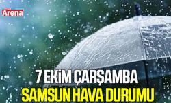 7 Ekim Çarşamba Samsun hava durumu