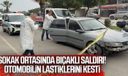 Samsun’da sokak ortasında bıçaklı saldırı! Otomobilin lastiklerini kesti