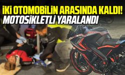 Samsun’da iki otomobilin arasında kalan motosikletli yaralandı