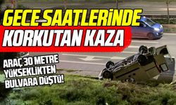 Canik’te gece saatlerinde korkutan kaza! Araç 30 metre aşağı uçtu