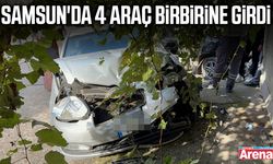 Samsun'da 4 araç birbirine girdi