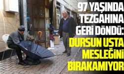 Samsun'da 97 yaşında şemsiye tamircisi tezgah başında