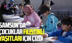 Samsun'da çocuklar Filistinli yaşıtları için çizdi