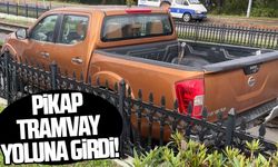 Atakum'da pikap tramvay yoluna girdi!