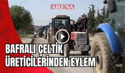 Bafralı çeltik üreticilerinden eylem