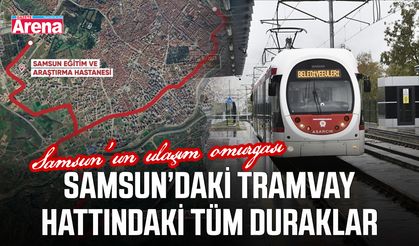 Samsun’daki tramvay hattındaki tüm duraklar
