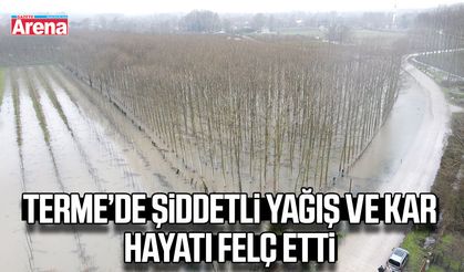 Terme’de şiddetli yağış ve kar hayatı felç etti