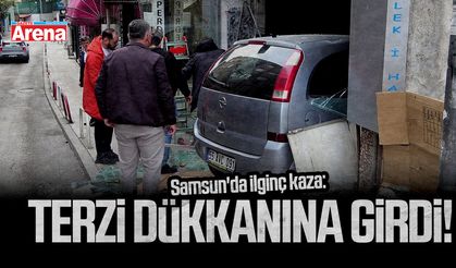Samsun'da ilginç kaza: Terzi dükkanına girdi!