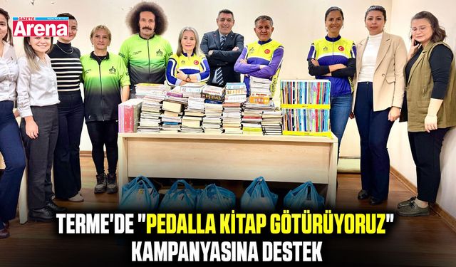 Terme'de "Pedalla Kitap Götürüyoruz" kampanyasına destek