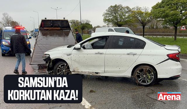 Samsun’da otomobil takla attı