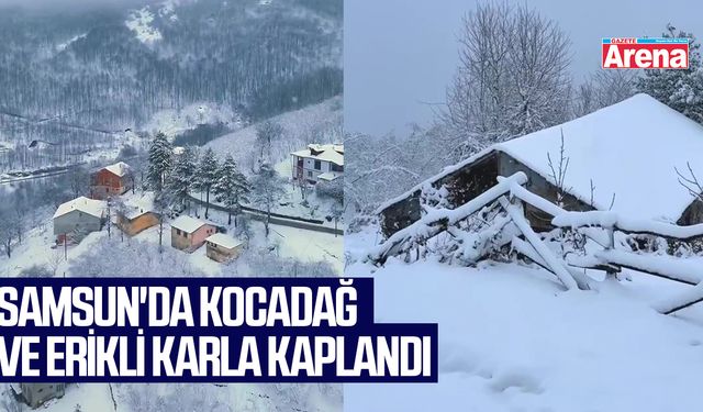Samsun'da Kocadağ ve Erikli karla kaplandı