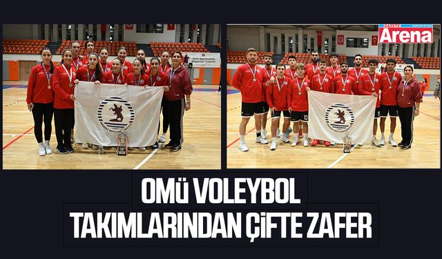 OMÜ voleybol takımlarından çifte zafer