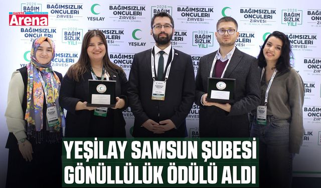 Yeşilay Samsun Şubesi gönüllülük ödülü aldı