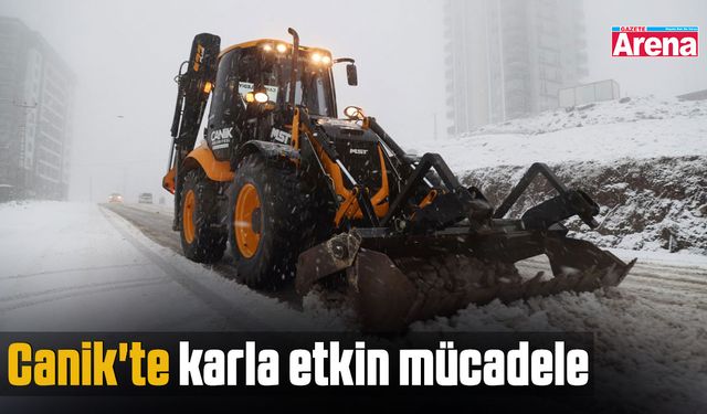 Canik'te karla etkin mücadele
