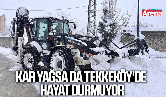 Kar yağsa da Tekkeköy'de hayat durmuyor