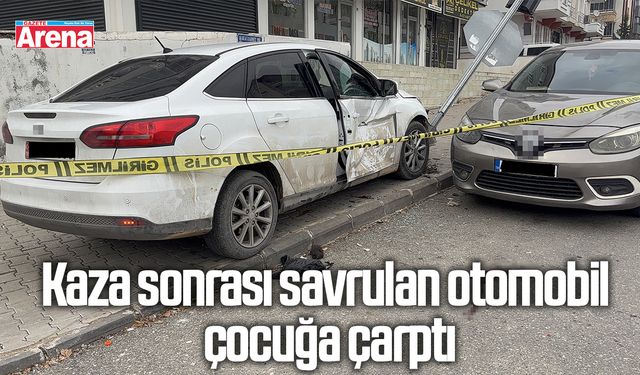 Kaza sonrası savrulan otomobil çocuğa çarptı