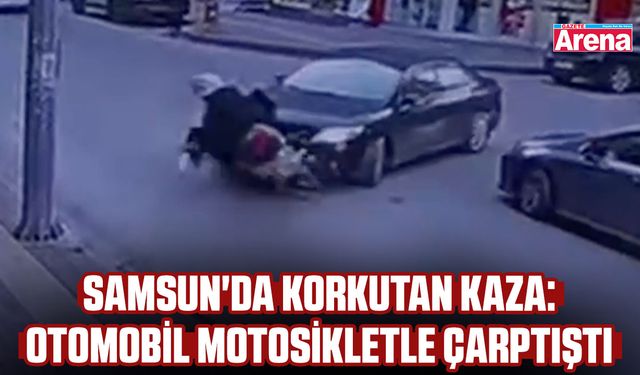 Samsun'da korkutan kaza: Otomobil motosiklete çarptı