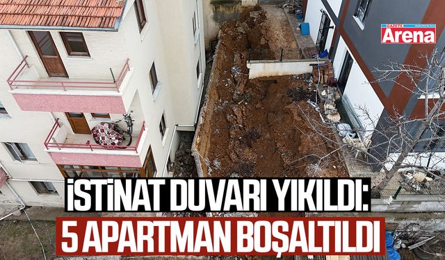 İstinat duvarı yıkıldı: 5 apartman boşaltıldı