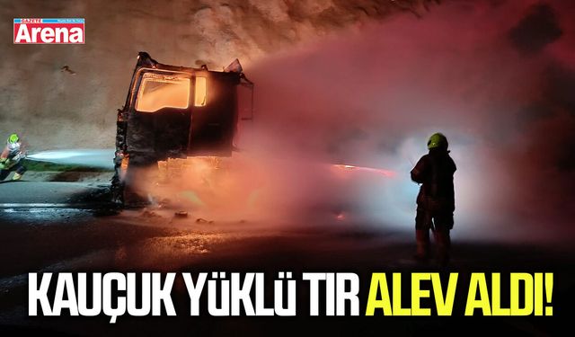 Kauçuk yüklü tır alev aldı!