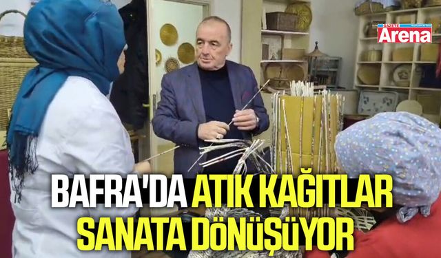Bafra'da atık kağıtlar sanata dönüşüyor