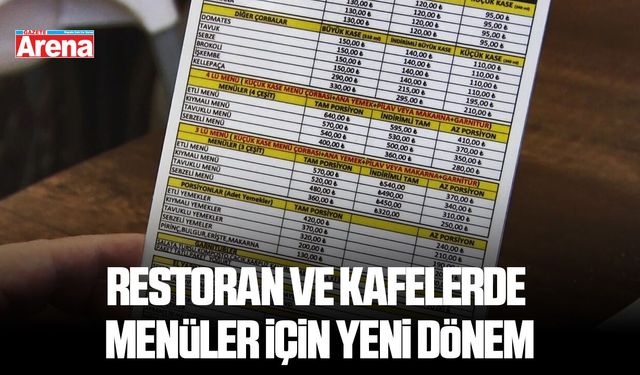 Restoran ve kafelerde menüler için yeni dönem