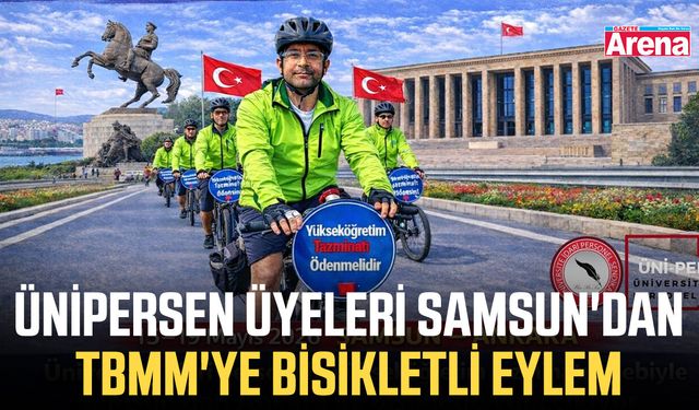 ÜNİPERSEN üyeleri Samsun'dan TBMM'ye bisikletli eylem