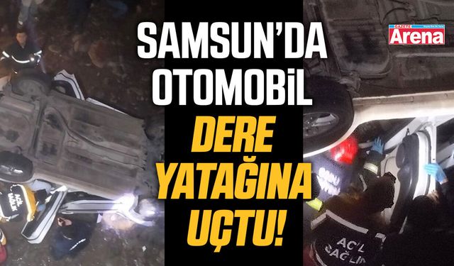 Samsun’da otomobil dere yatağına uçtu!