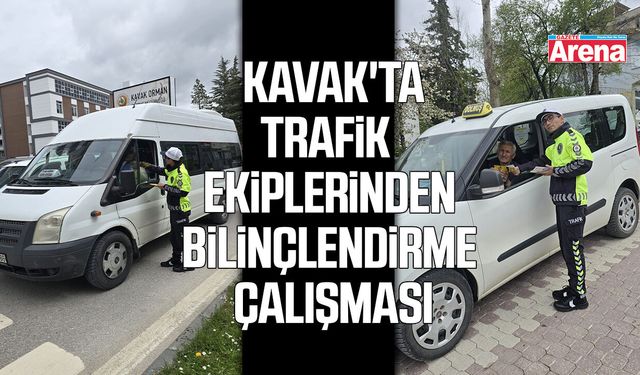 Kavak'ta trafik ekiplerinden bilinçlendirme çalışması