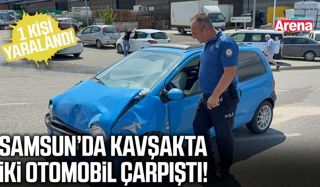Samsun’da kavşakta iki otomobil çarpıştı!