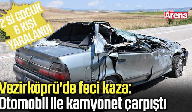 Vezirköprü'de feci kaza: Otomobil ile kamyonet çarpıştı