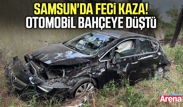 Samsun'da otomobil bahçeye düştü!