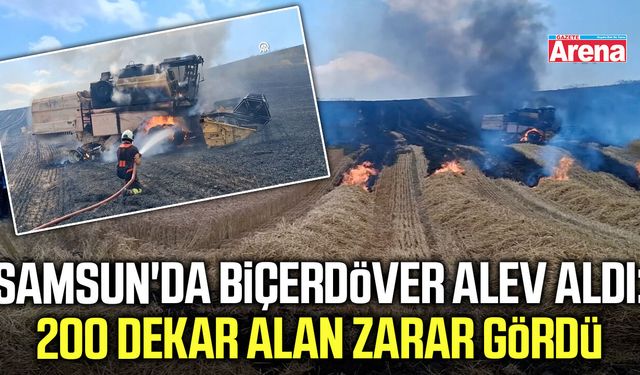 Samsun'da biçerdöver alev aldı: 200 dekar alan zarar gördü