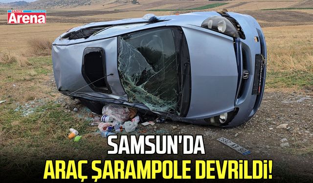 Samsun'da araç şarampole devrildi!